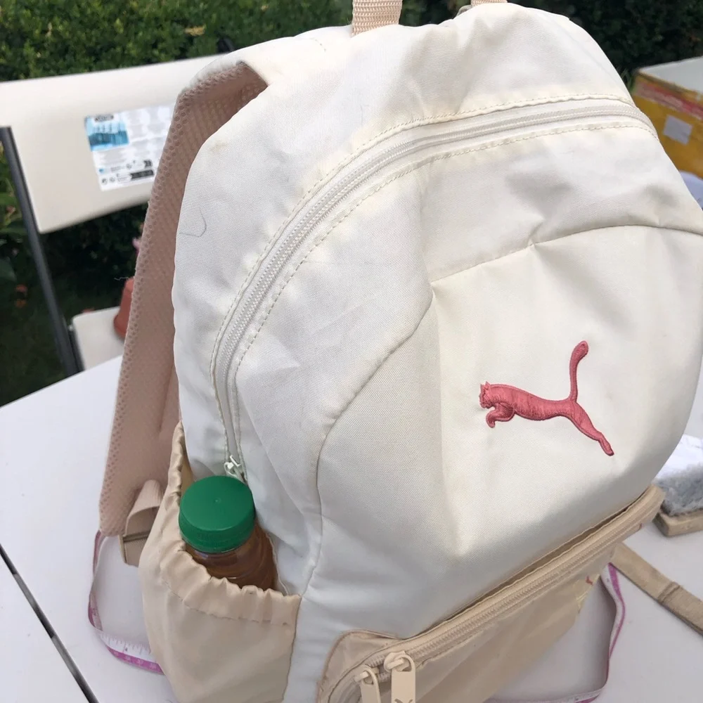 Puma Cream & Beige Backpack with Pink Logo Size 18”